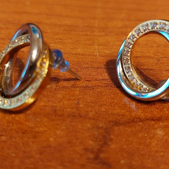 Two tone earrings. PVD gold plating. - Picture 2 of 5